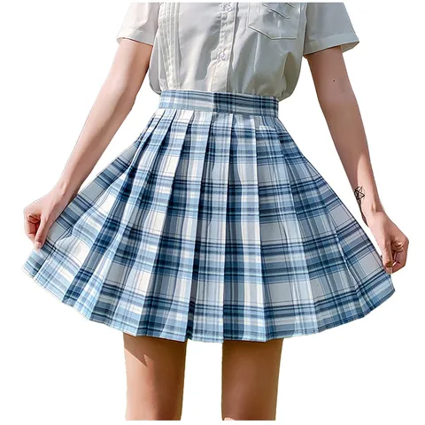 2023 Fashion Women Skirts Summer Korean Style Pleated Skirt Girls High Waisted Plaid Skirt Lady Mini Skirt Female Sexy Skirt