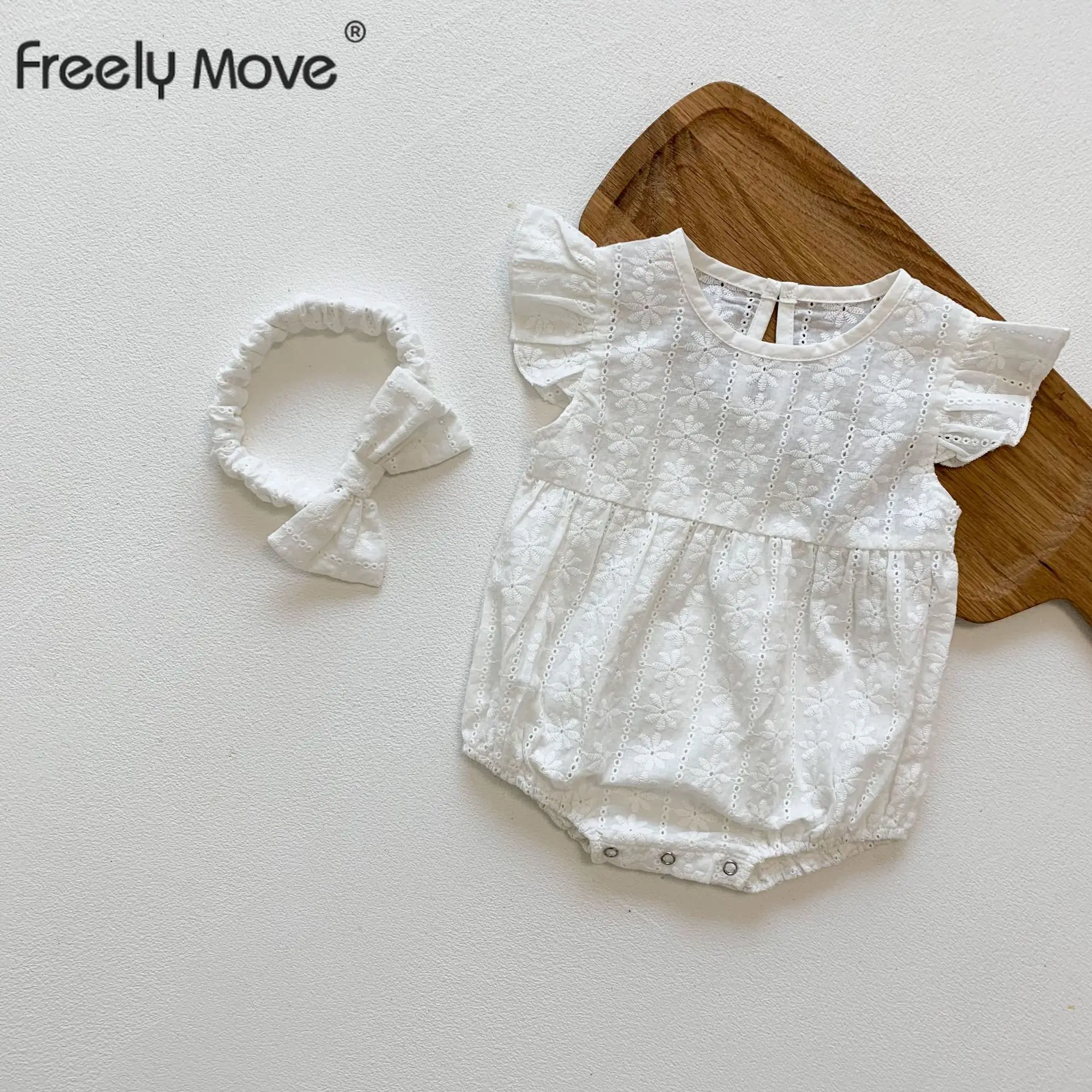 

Freely Move Summer Newborn Infant Baby Girls Romper Embroidery Infant Romper Playsuit Jumpsuit Fashion Baby Clothing White