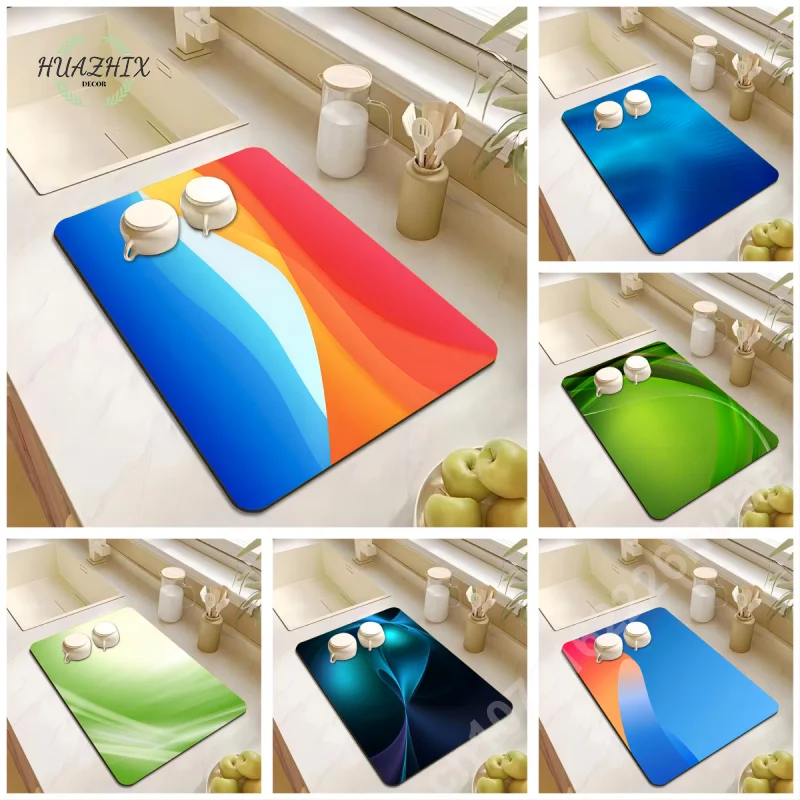 

Colorblock Dish Drying Mat Drain Pads for Kitchen Placemat Super Absorbent Anti-Slip Waterproof Anti-Bacteria Home Decoration