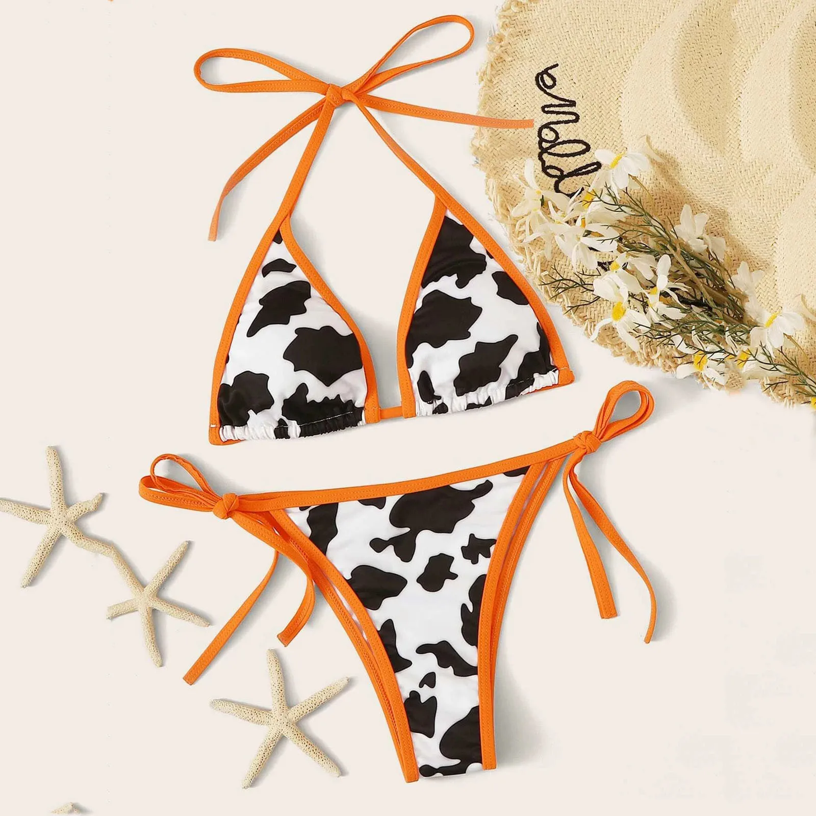 

Женский купальник-бикини с леопардовым принтом и высокой талией