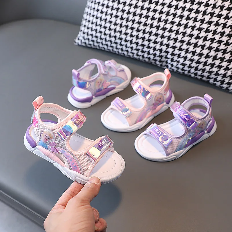 Summer Fashion Children Sneakers Toddlers Disney Cartoon Frozen Elegant Pricess Kids Sandals Breathable Beach Girl Shoes