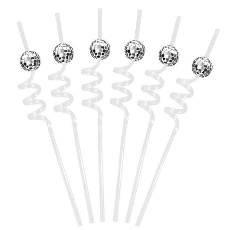 

6 Упаковок, Одноразовые Соломинки В Стиле Ретро, ​​диско-зеркальный Шар