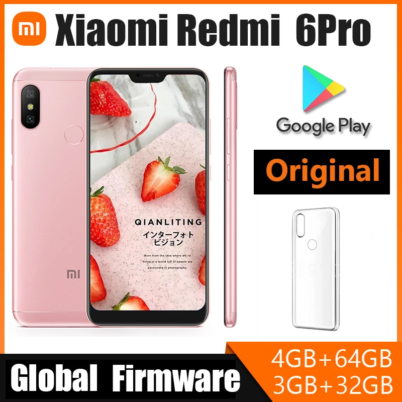 Smartphone Xiaomi Redmi 6 Pro / Mi A2 lite Cellphone, with Phone Case 4000mAh Batterry Dual SIM Solt Dual Camera Global Firmware