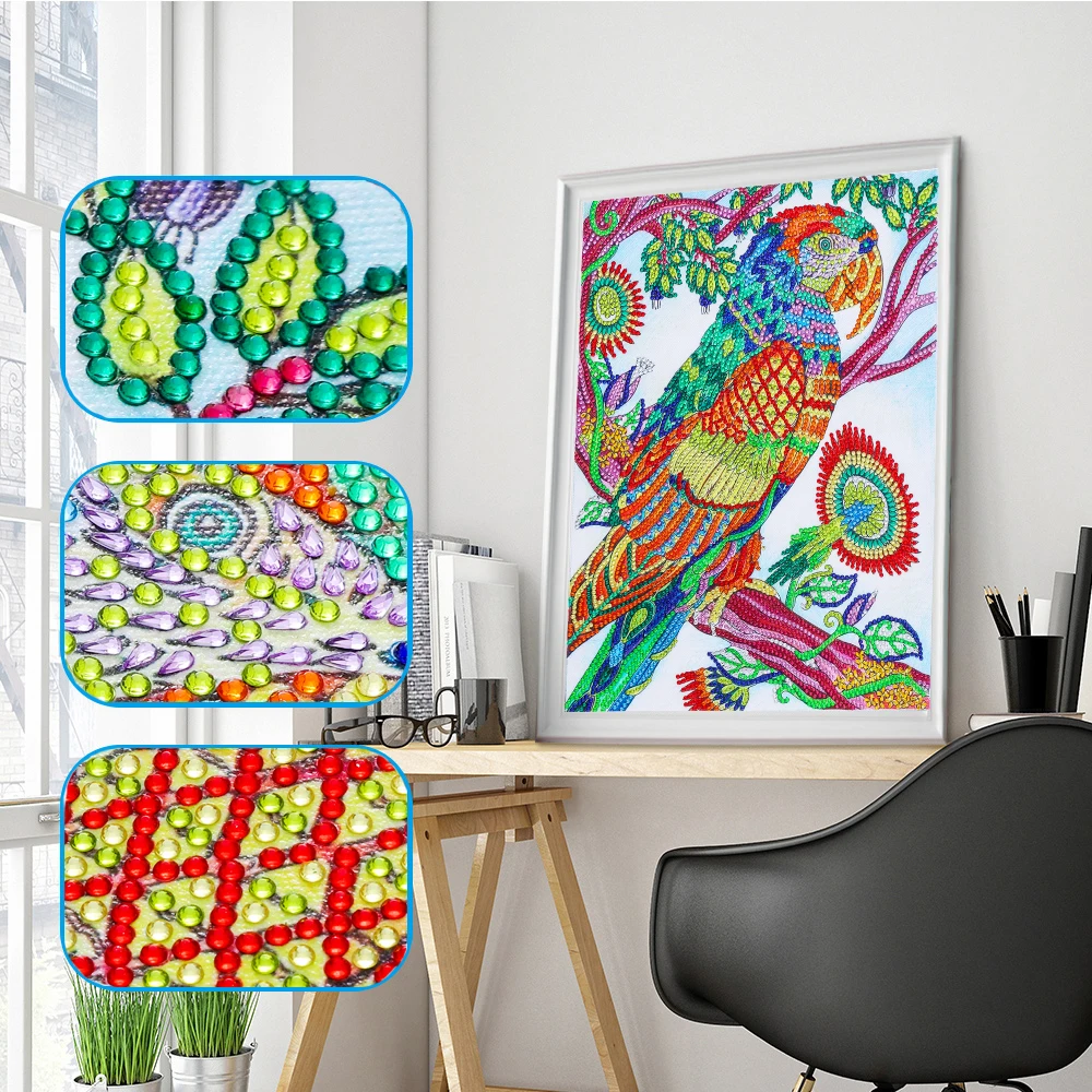 Алмазная 5D картина сделай сам попугай на дереве специальная форма алмазная