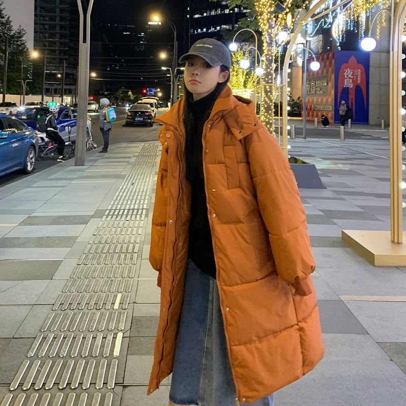 Winter Long Coat Men Warm Fashion Thicken Hooded Down Jacket Men Korean Loose Oversize Thick Hooded Coat Mens Parker Overcoat