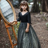girls childrens princess dress spring and autumn girls black piano costumes little girl birthday catwalk evening dress