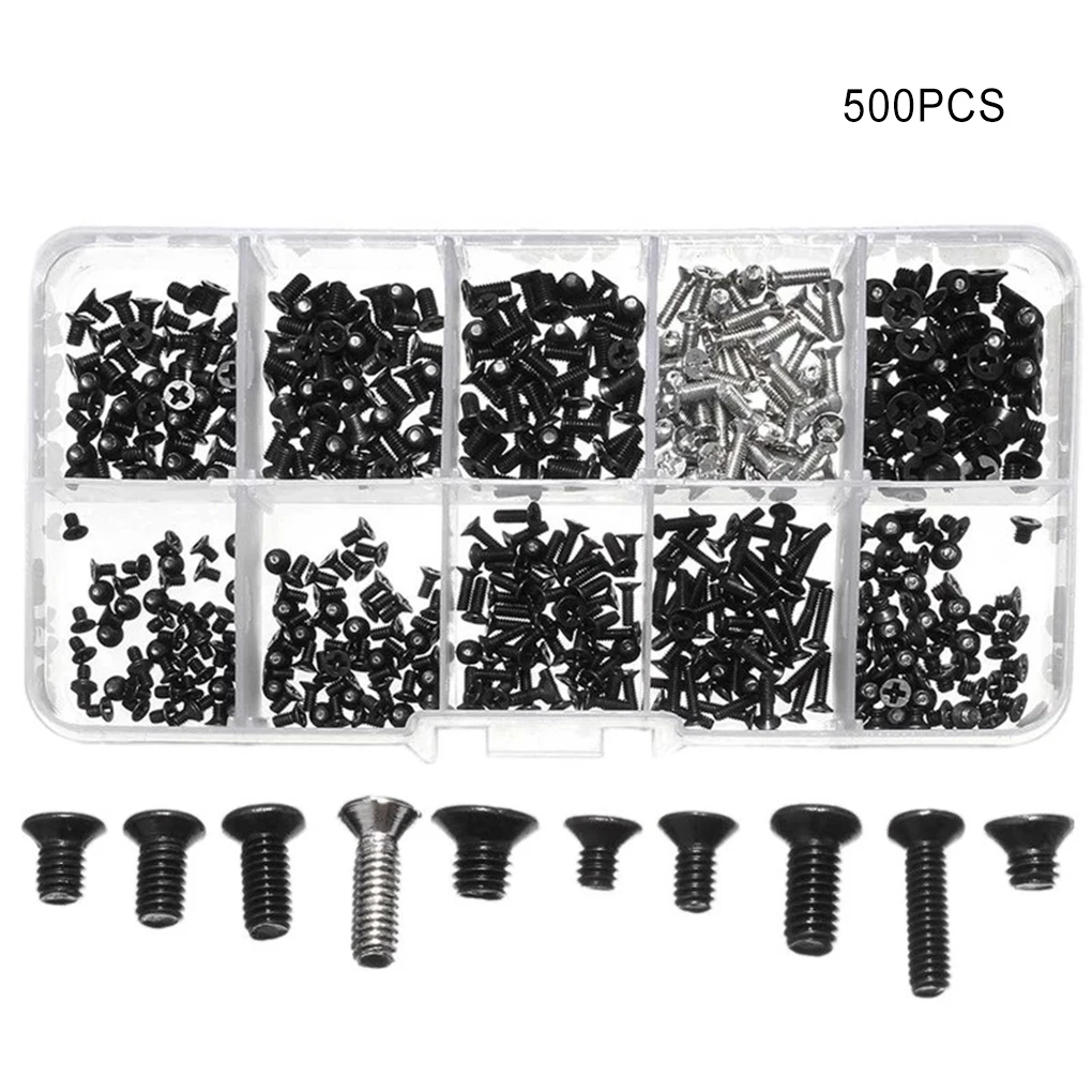 

500 Pieces/Set Computer Repair Screws with Storage Box Portable Laptop M2 M2.5 M3 Fastening Screw Assorted Kit