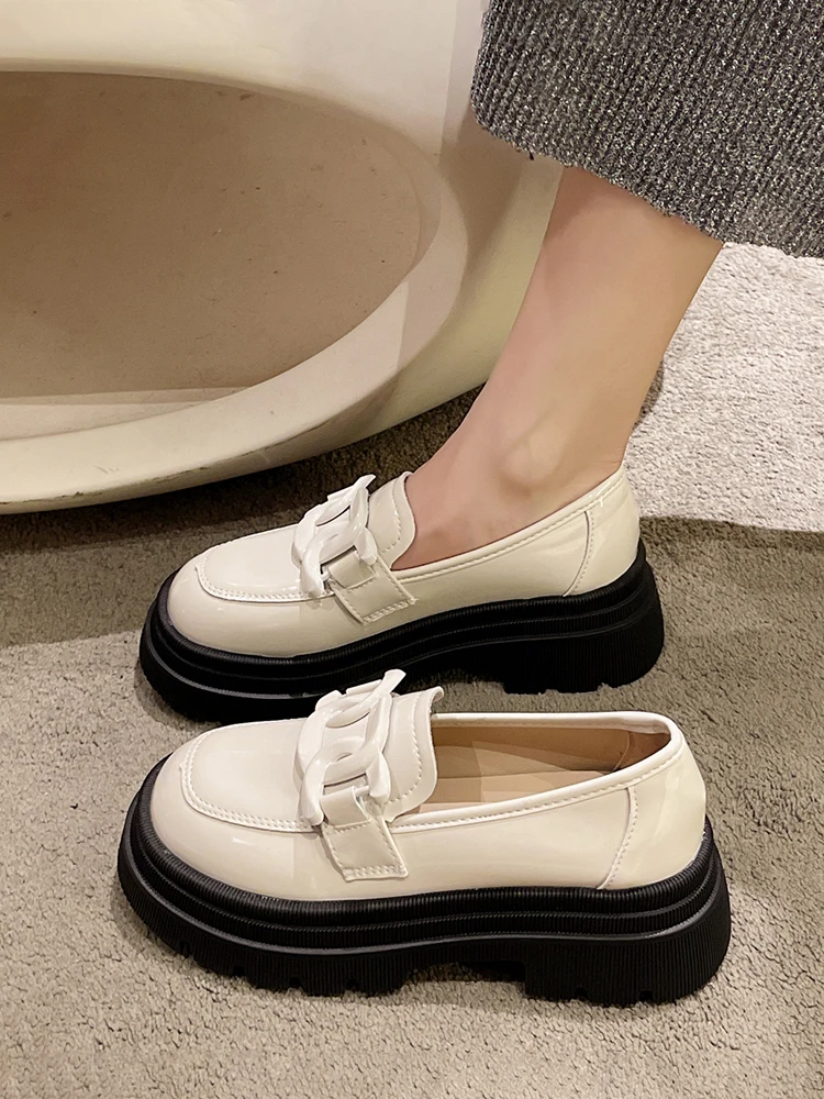 

British Style Women's Shoes Platform Oxfords Round Toe Black Flats Autumn Casual Female Sneakers Ladies' Footwear Loafers With F