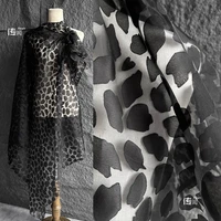 black irregular pattern jacquard gauze cloth dress creative clothing designer fabric