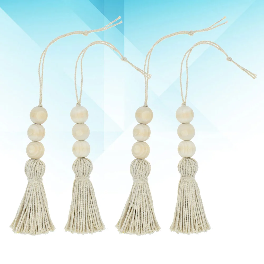 

Beads Tassel Wooden Bead Garland Wood Ornaments Decor Farmhouse Rustic Pendant Hanging Door Tassels Stringcountry Wall Home