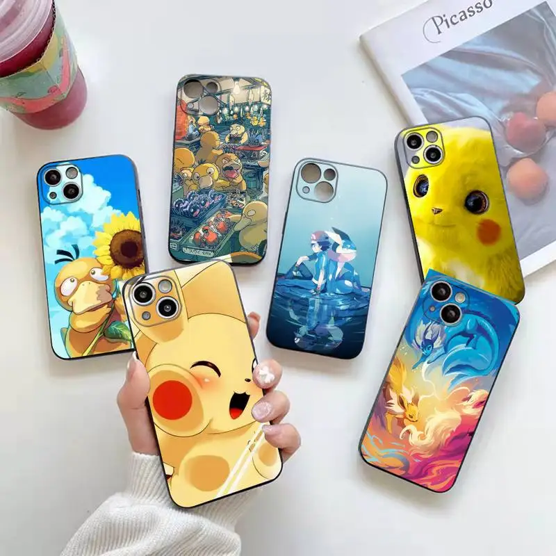 Купи Pokemon Psyduck Pikachu Phone Case For iphone 14 Plus 13 12 Mini 11 Pro XS Max X XR Cover за 117 рублей в магазине AliExpress