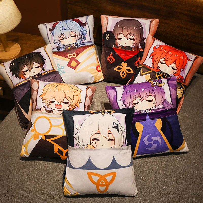 

The New Game Genshin Impact Anime Peripheral XIAO Two-Dimensional Plush Can Lift Paimon Double-Sided Pillow