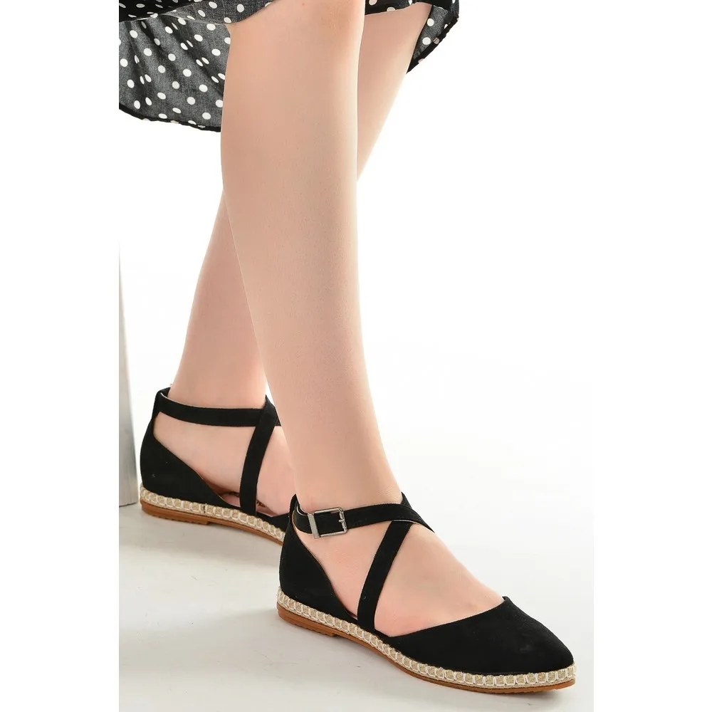 

Dorlie 177-36 Suede Daily Anatomical Bayan Ballerina Shoes Black