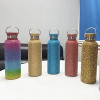 350ml500ml750ml insulated bottle rhinestone inlaid thermal insulation stainless steel kids insulated water cup for travel