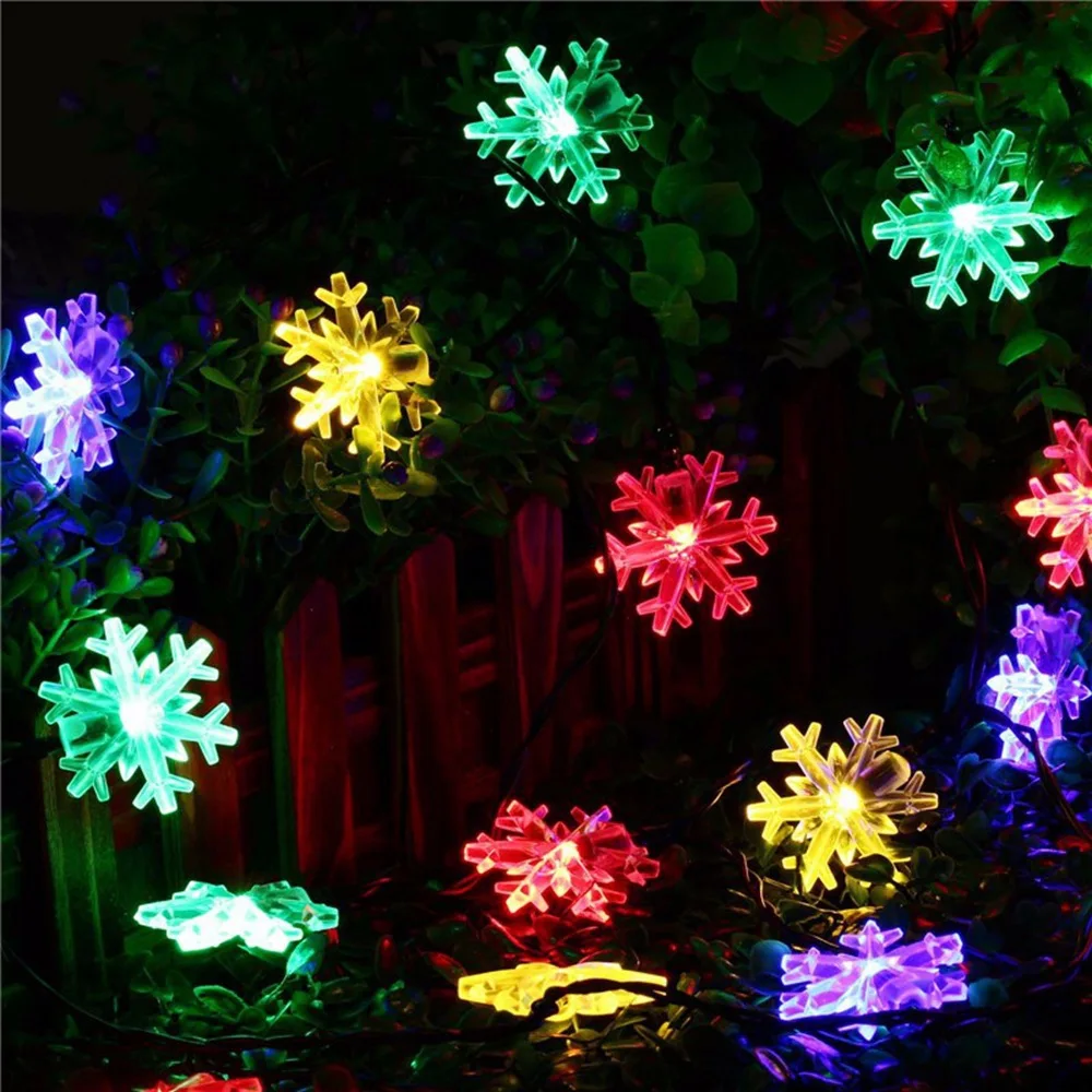 

6.5m 30 lamp Solar light string LED Outdoor Courtyard decoration Daterproof Snowflake lamp bubble lamp Christmas decoration