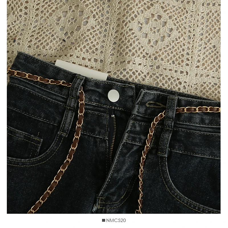 Hear The Future 2023 Spring And Summer New Women's Shorts High Waist Slim Korean Fashion All-match Washed Dark Denim Shorts