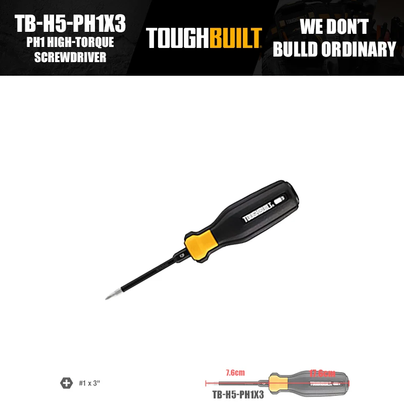 

Отвертка ToughBuilt с высоким крутящим моментом и магнитным наконечником для быстрого и точного крепления, ручные инструменты