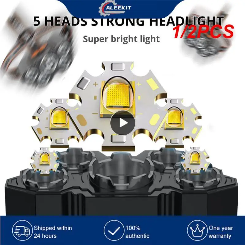 

1/2PCS Led Strong Headlight Super Bright Head-Mounted Flashlight Usb Rechargeable Built-in Battery Outdoor Rechargeable Night