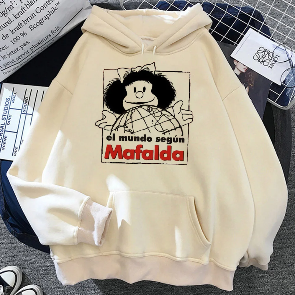 Фото Толстовка Mafalda, повседневная одежда, элегантный японский современный стиль, пуловер для подростков с аниме-рисунком №3