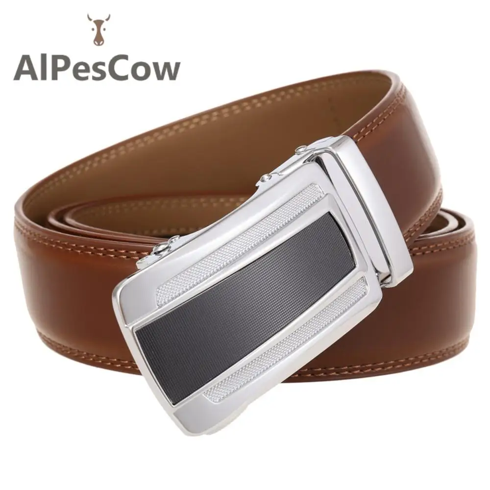 

High Quality Genuine Leather Belt for Men 100% Alps Cowhide Ratchet Waist Strap Men's Jeans Luxury Designer Waistband Casual