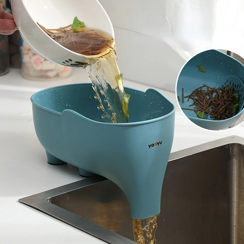 

Elephant Drain Basket Multi Purpose Kitchen Storage Drain Basket Household Fruit and Vegetable Basket Plastic Drain Basket