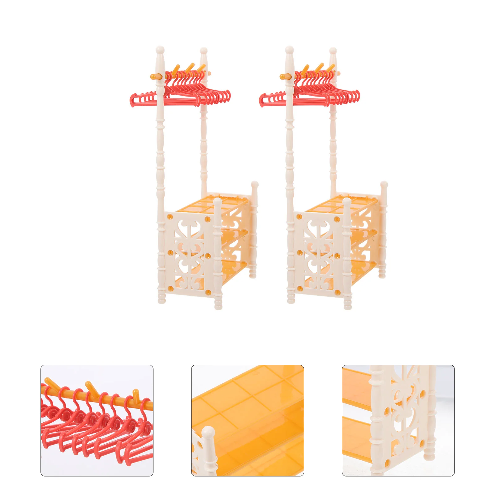 

2 Sets Ornament Practical Miniature Furniture Ornament Miniature ABS Clothes Hanger for Miniature Decor Ornament