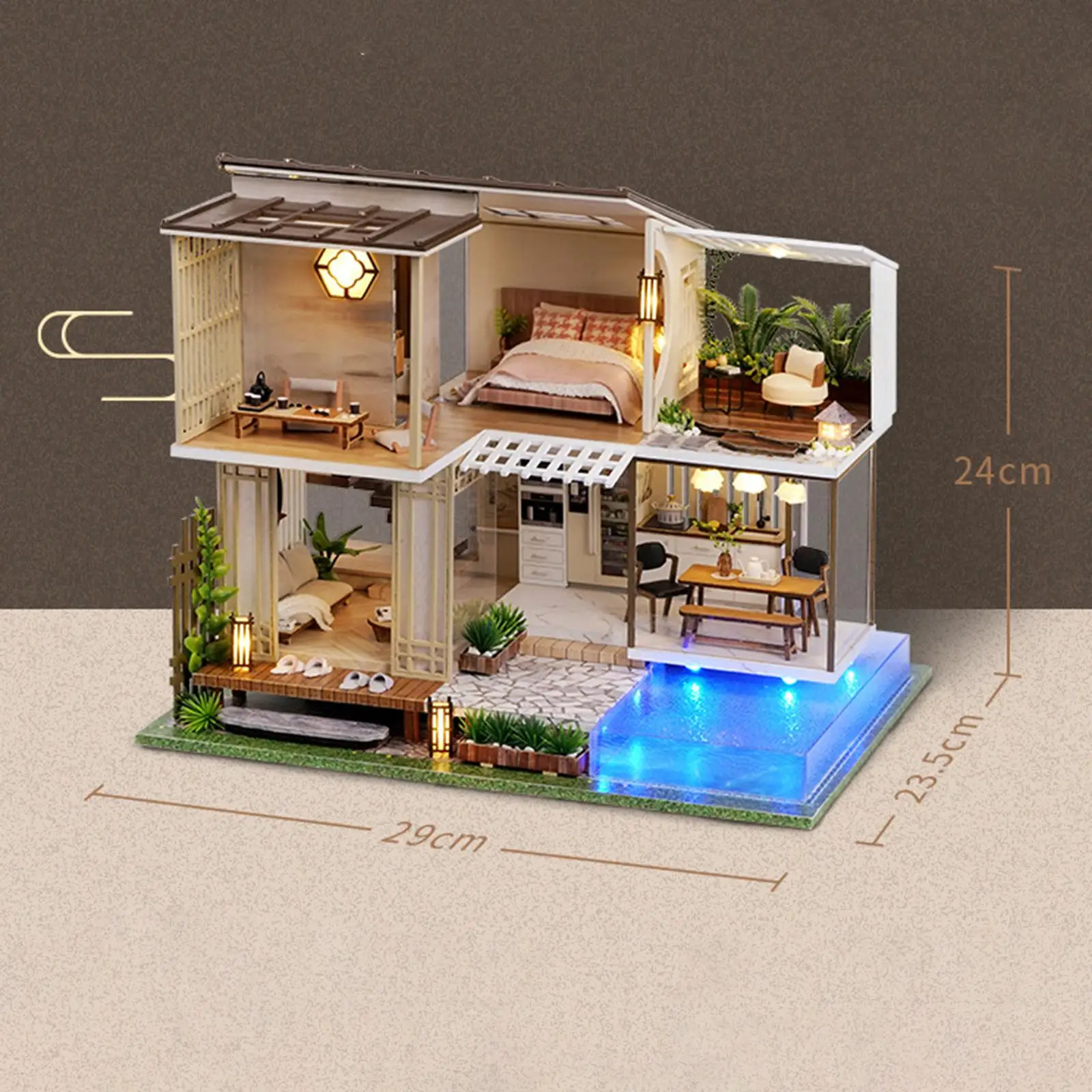 

DIY Dollhouse Kit Plus Dustproof Case Self Assembly Creative for Home Decor