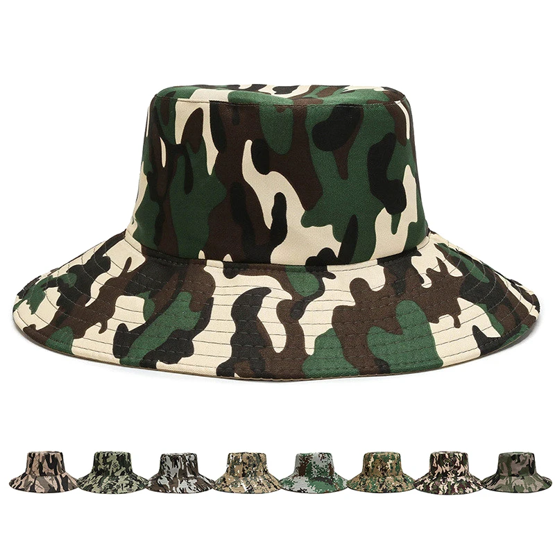 

Large Brim Sun Hat for Men Summer Face Neck Protection Breathable Beach Cap Camouflage Printing Outdoor Hiking Fishing Hat