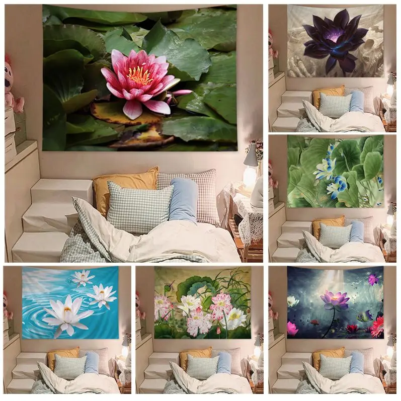 

Lotus Painting Chart Tapestry Bohemian Wall Tapestries Mandala Wall Hanging Sheets