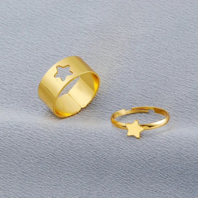 

Trendy Lover Star Moon Aircraft Cherry Dinosaur Mushroom Butterfly Rings for Women Men Couple Open Ring Set 2022 Jewelry