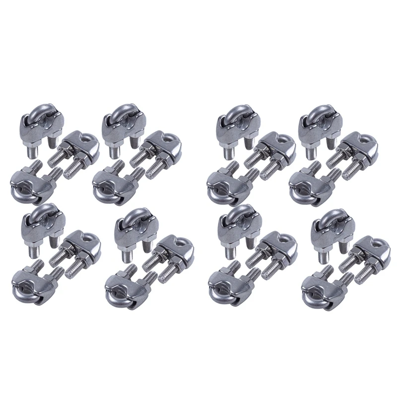 

6Mm 1/4 Inch Stainless Steel Wire Rope Cable Clamp Clips 24Pcs