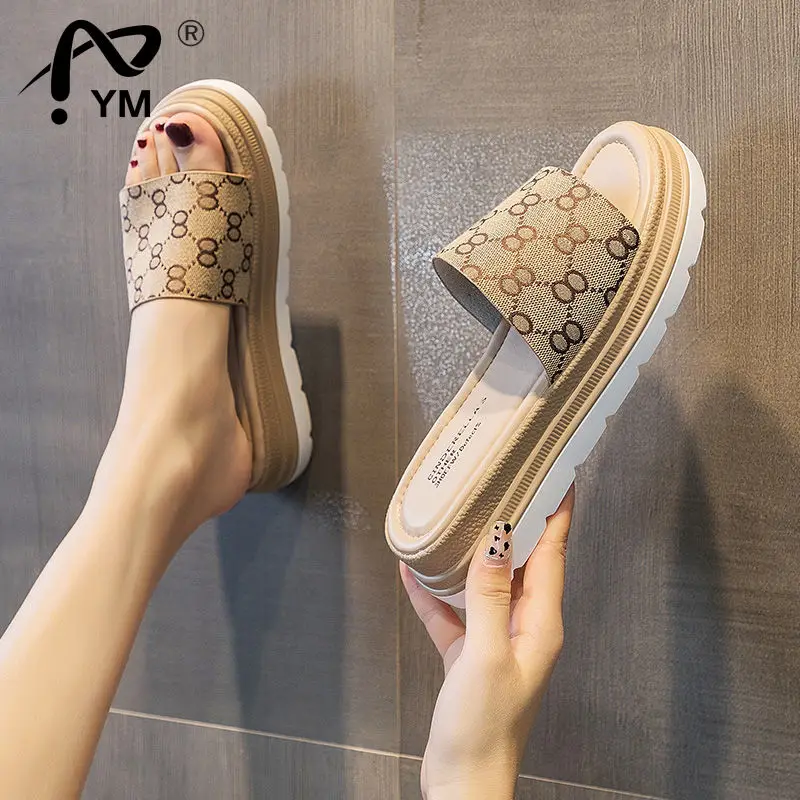 

New Famous designer design women's slippers high-quality canvas platform women's sandals non-slip beach shoes casual women's sho