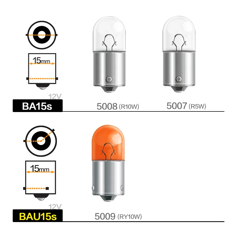 Фото Лампа сигнальная автомобильная T16 OSRAM 12V R5W 5007/12821 R10W 5008/12814 RY10W 5009/12093, галогенная, для внутреннего освещения, чтения и подсветки номерного знака №2