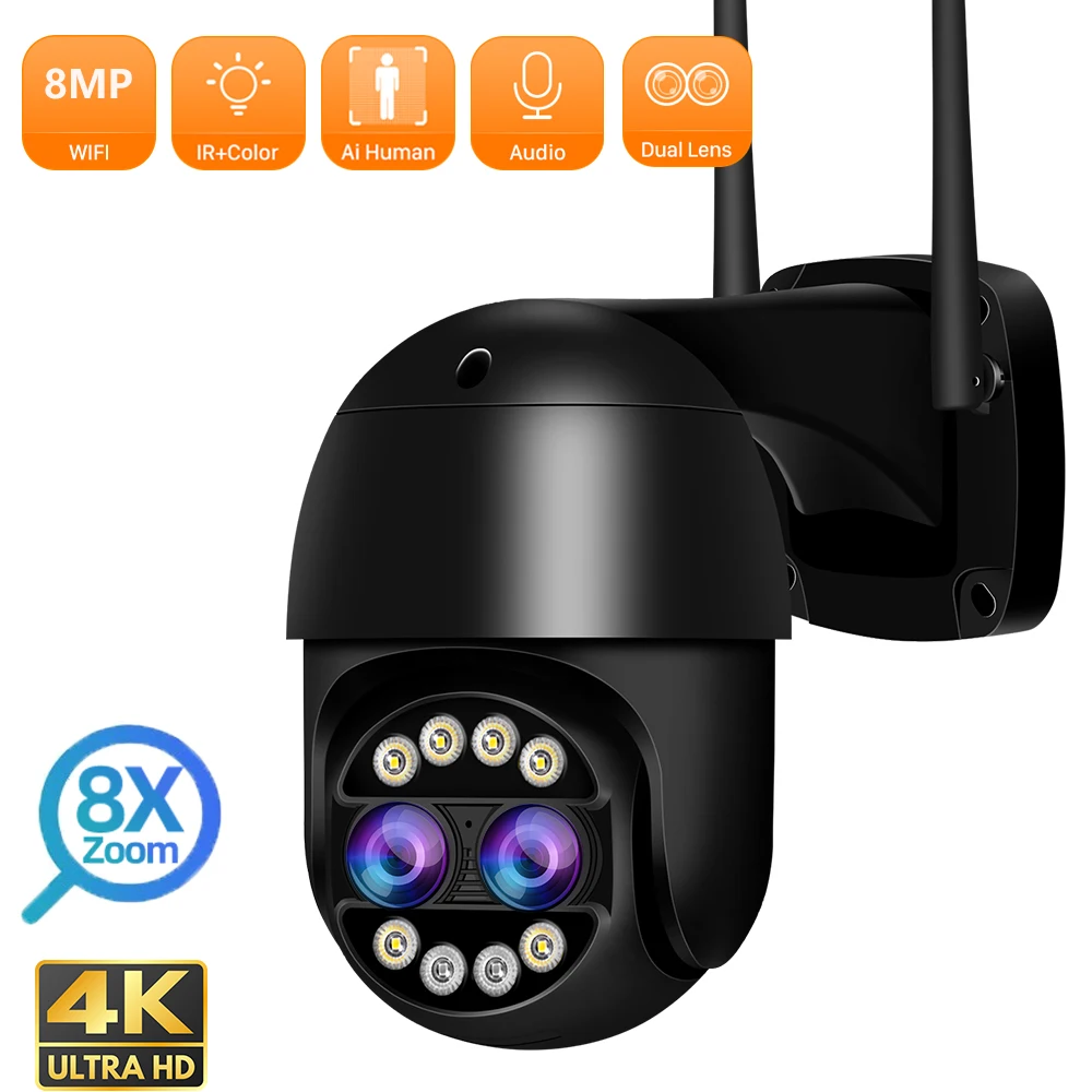 ANBIUX-cámara IP PTZ de 8MP, dispositivo de vigilancia con Zoom 8x, doble...