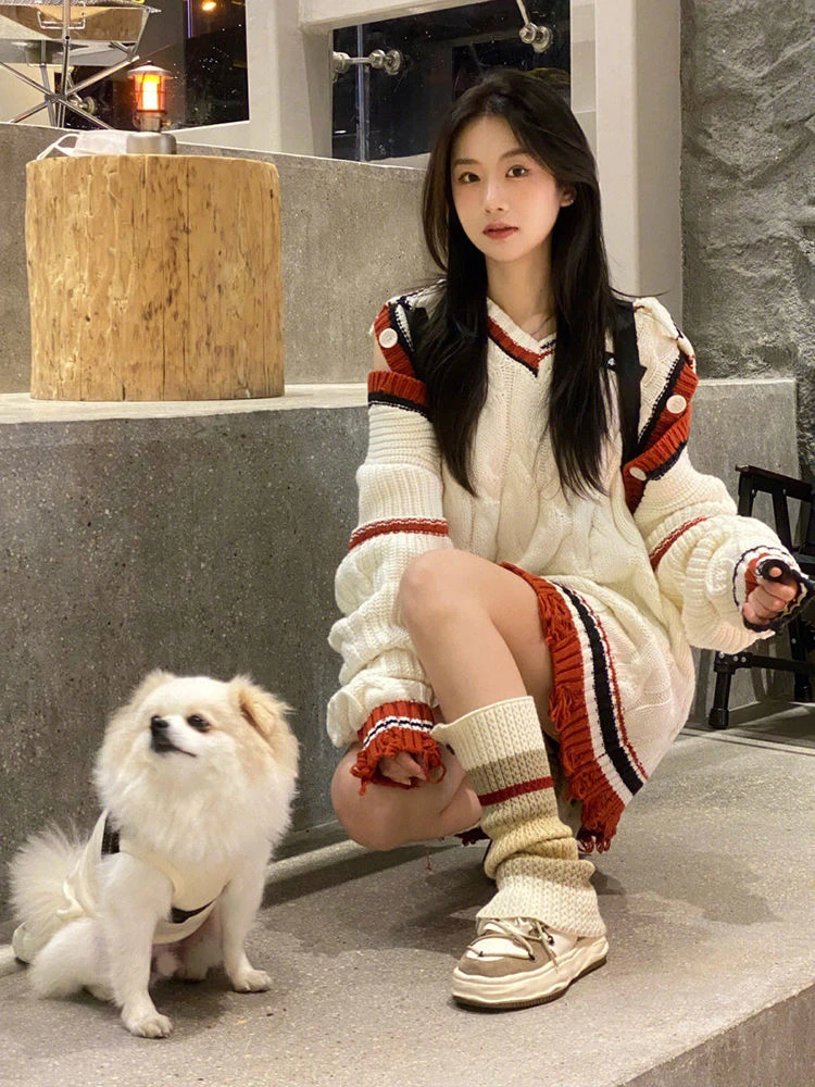 Женский Повседневный свитер со съемными рукавами Универсальный японский