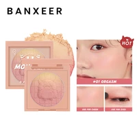 banxeer embossed gradient blush pallet soft and smooth tint high pigment face pink shining shadow blusher makeup powder