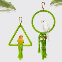 parrot cage swing toy round triangular iron wire cotton thread hanging ring for bird pet birds toys accessories supplies