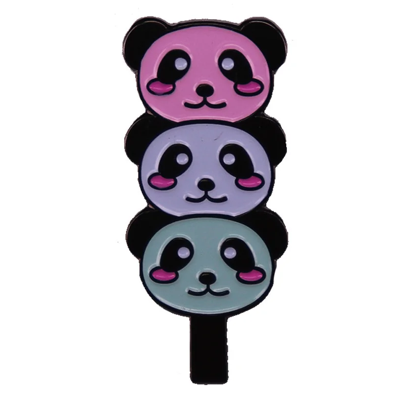 

Three Cute panda Cute Metal Enamel Pins and Brooches for Women Men Lapel Pin Backpack Bags Badge Kids Gifts