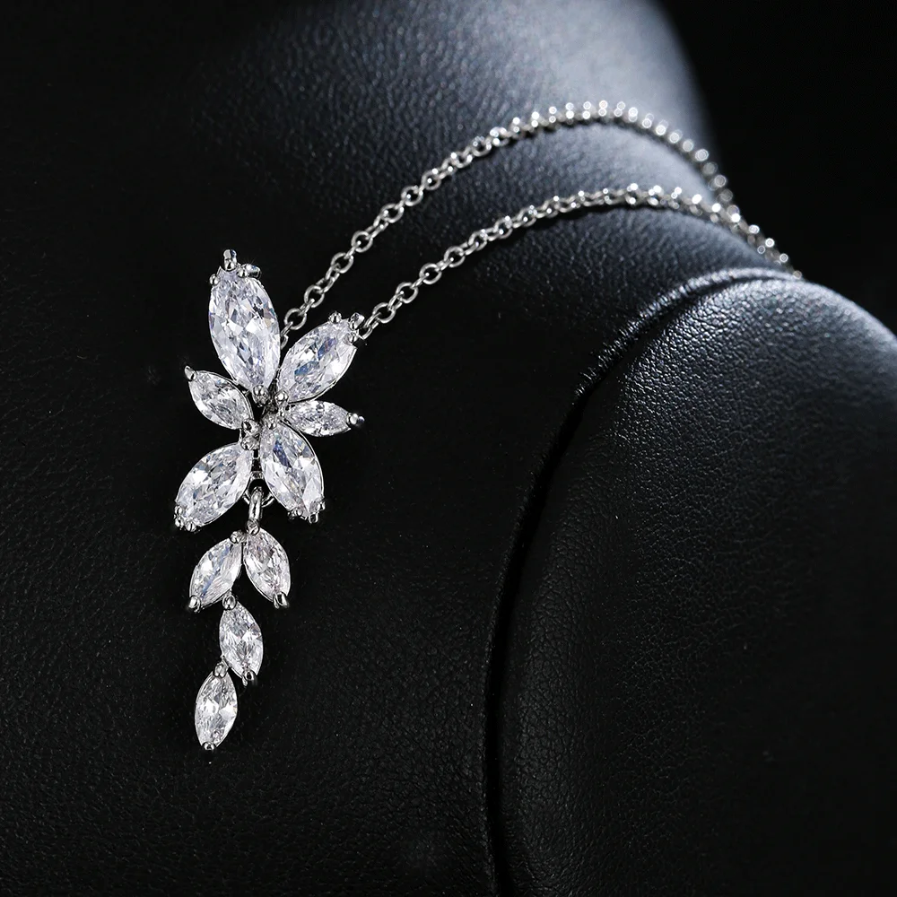 

GMGYQ New Fashion Simple Horse-eye Leaf Design Cubic Zirconia Chain Link Adjustable Necklaces For Women Daily Jewelry Gift