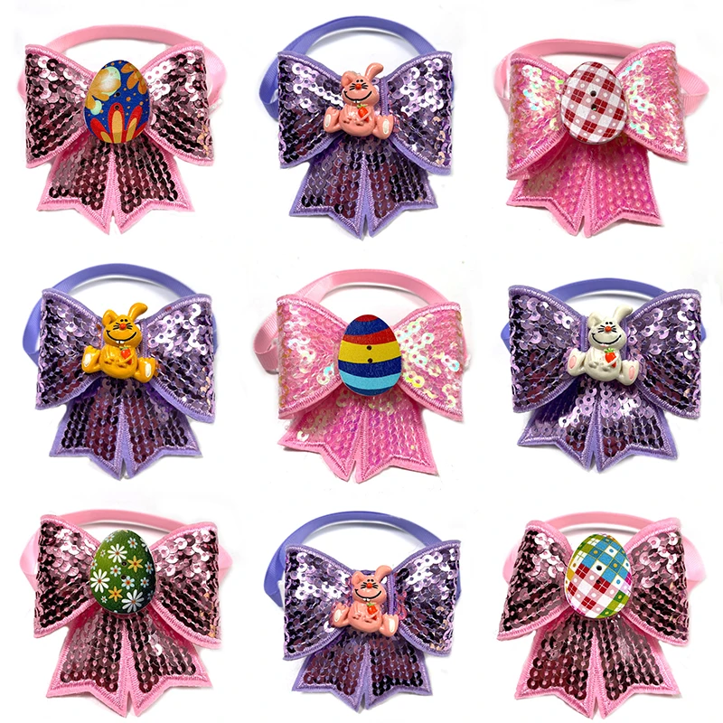 

50/100pcs Easter Sequins Pet Dog Bow Tie Adjustable Pet Collar Dog Necktie for Small Medium Dog Grooming Pet Acessories