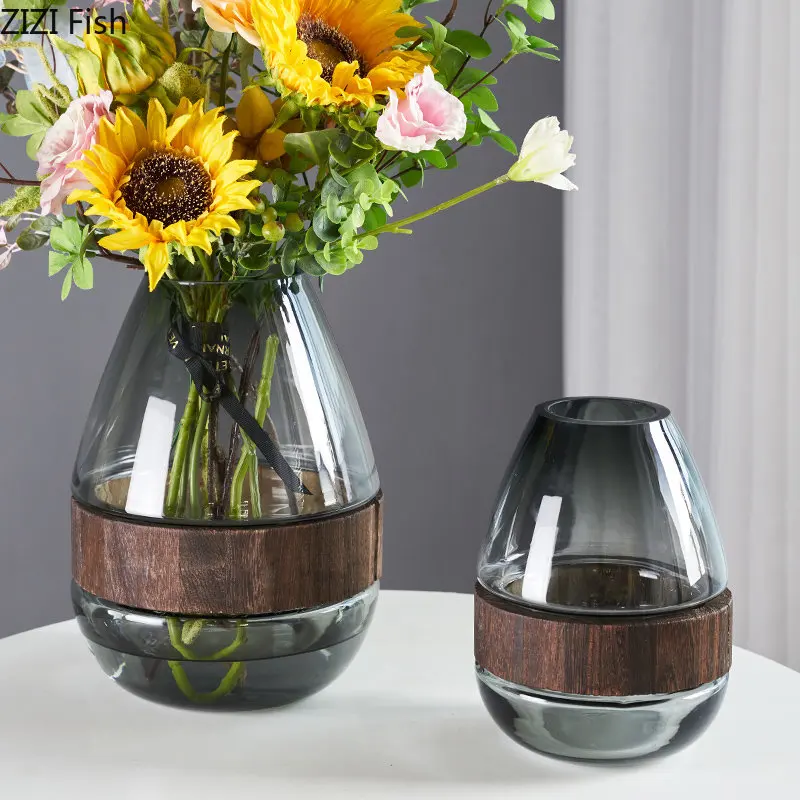 

Креативная туннговая деревянная ваза, настольное украшение, минимализм, гидропоника, стеклянные цветочные горшки, цветочная композиция, со...