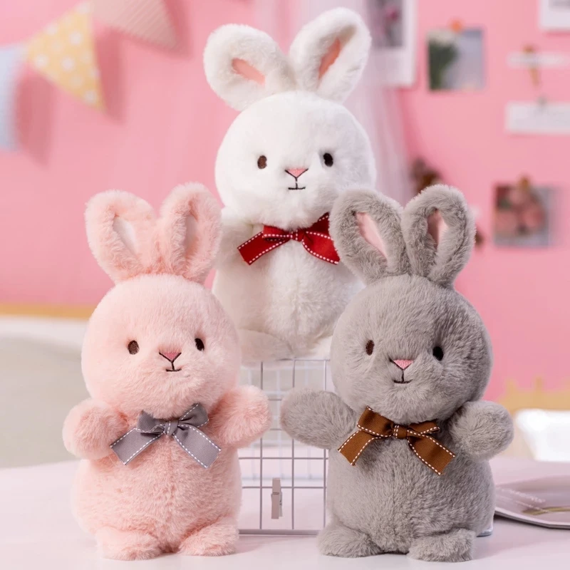 

Cute Bunny High Quality Cartoon With Bow Tie Plush Toy Best Present Animal Room Decor Rabbit Sleep Doll Birthday Valentine Gift