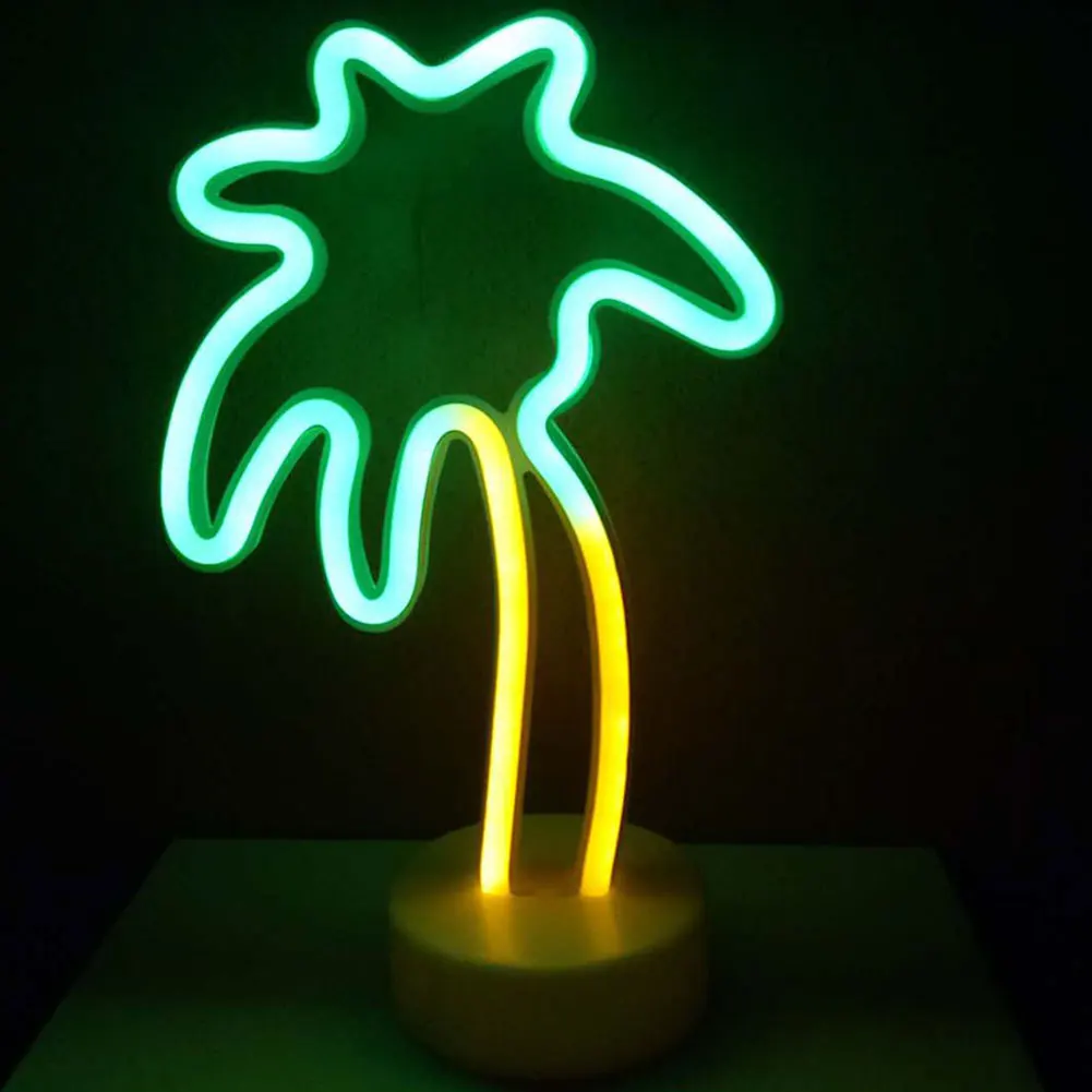

Bedroom Gift Party Coconut Tree Shape Restaurant Night Lamp Home Decor 3D Atmosphere Tabletop Led Neon Light Bar