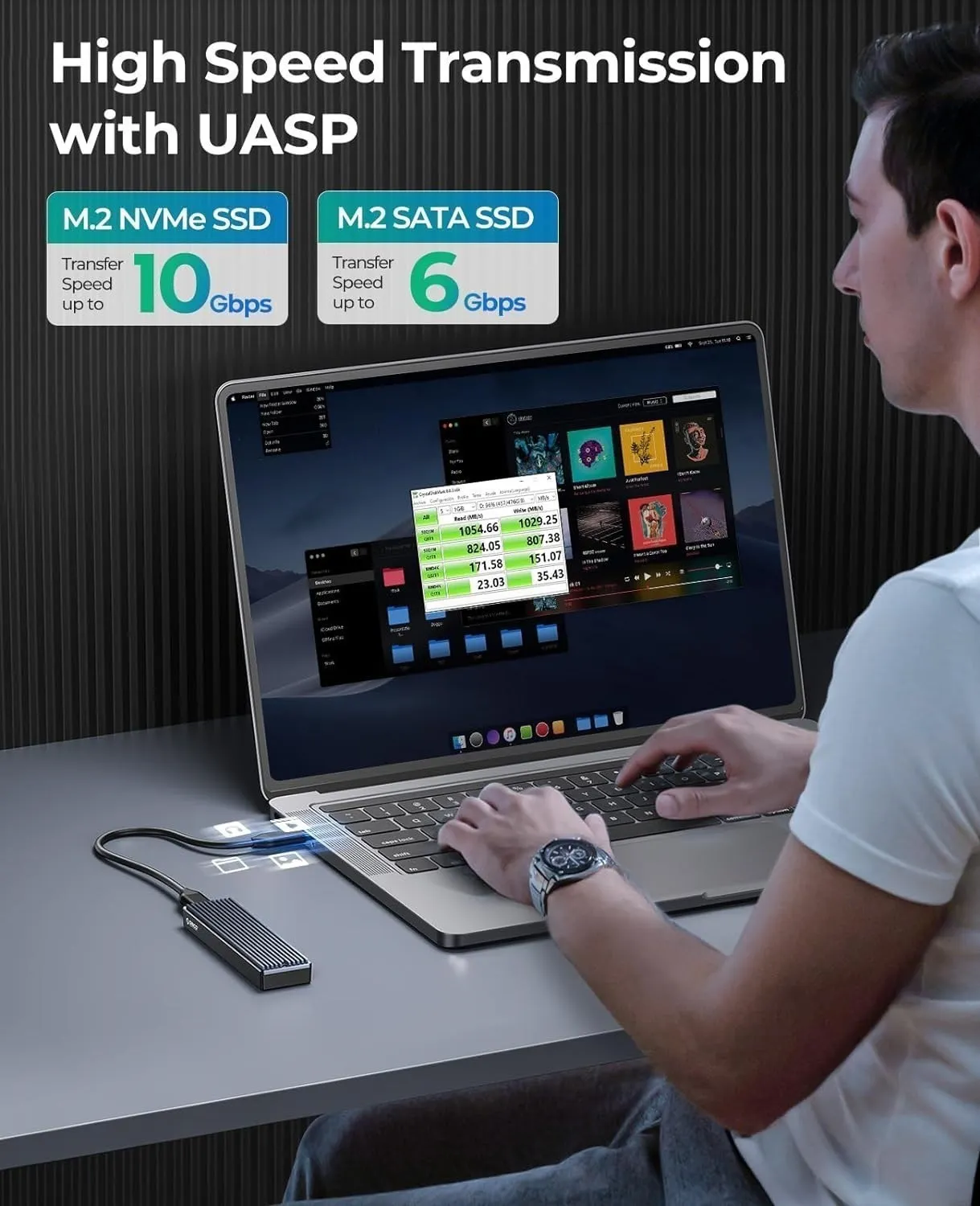 ORICO M2 SSD чехол NVMe USB Type C Gen2 10 Гбит/с PCIe SATA NGFF 5 M.2 NVME корпус диск коробка