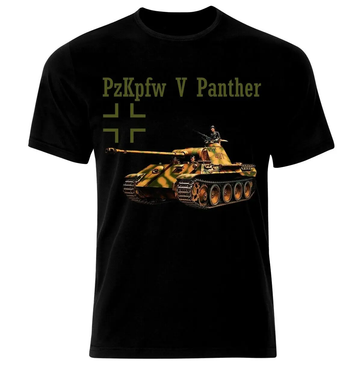 

PzKpfw 5 Panther Tank Panzer Army Deutschland Wehrmacht Germany T-Shirt Men's 100% Cotton Casual T-shirts Loose Top New