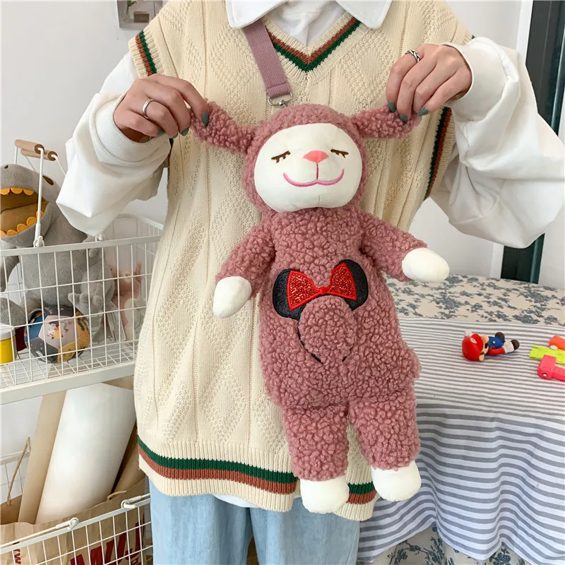 

Plush Package Cute Lamb Inclined Shoulder Bag Phone&purse Bag Personality Animals Crossbody Toys Bag Girl Gift Plush Backpack