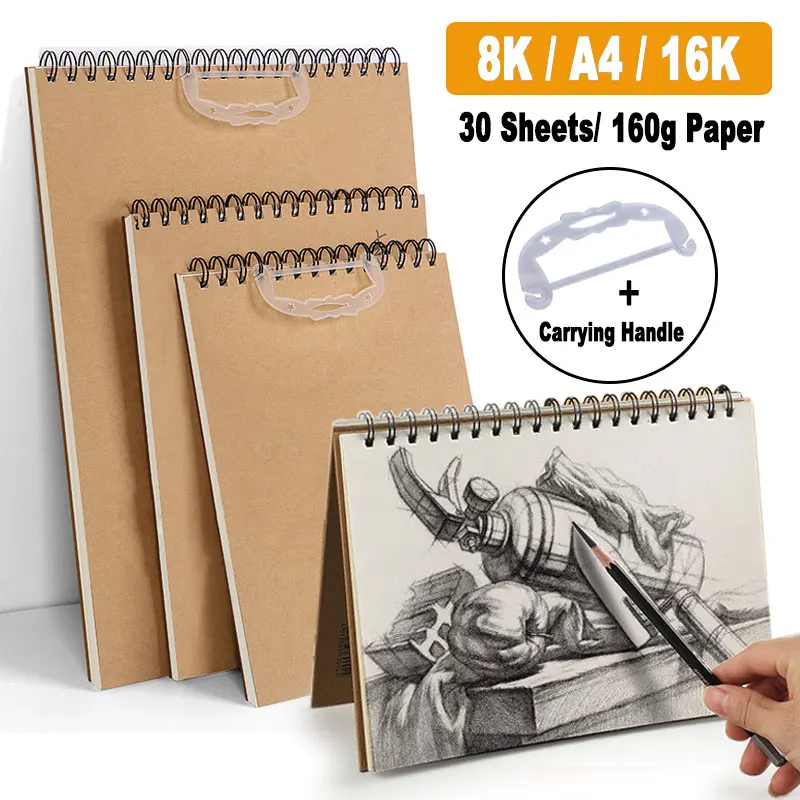 

16K A4 8K Sketchbook Loose Leaf 160g Paper 30 Sheets Drawing Book Pad For Art Graffiti Watercolor Painting Color Pencil Sketch