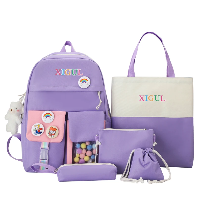 5 шт. в комплекте, милые рюкзаки для подростков, Детский рюкзак, 2022 модный детский рюкзак и чехол-карандаш, школьные сумки для девочек