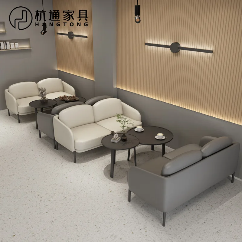 

Coffee shop furniture leisure milk tea shop sofa booth dessert bakery library rest negotiation reception table and chair combina