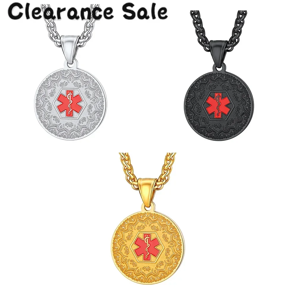 Ожерелье с подвеской из нержавеющей стали для медицинского оповещения мужчин и